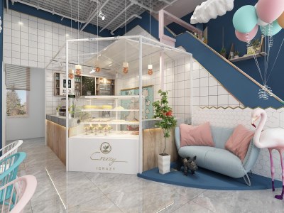 现代奶茶咖啡店3D模型下载